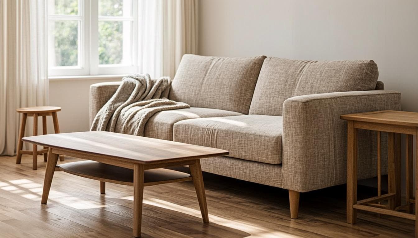 Pale white-oiled ash wood floor in a bright minimal Scandinavian style living room